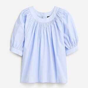 JCrew Smock-neck puff-sleeve top in cotton poplin